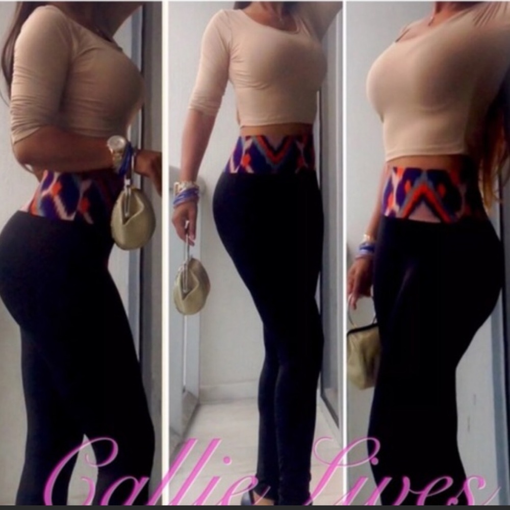 Callie Aztec: High Waist Black Yoga Leggings XL - Picture 3 of 4
